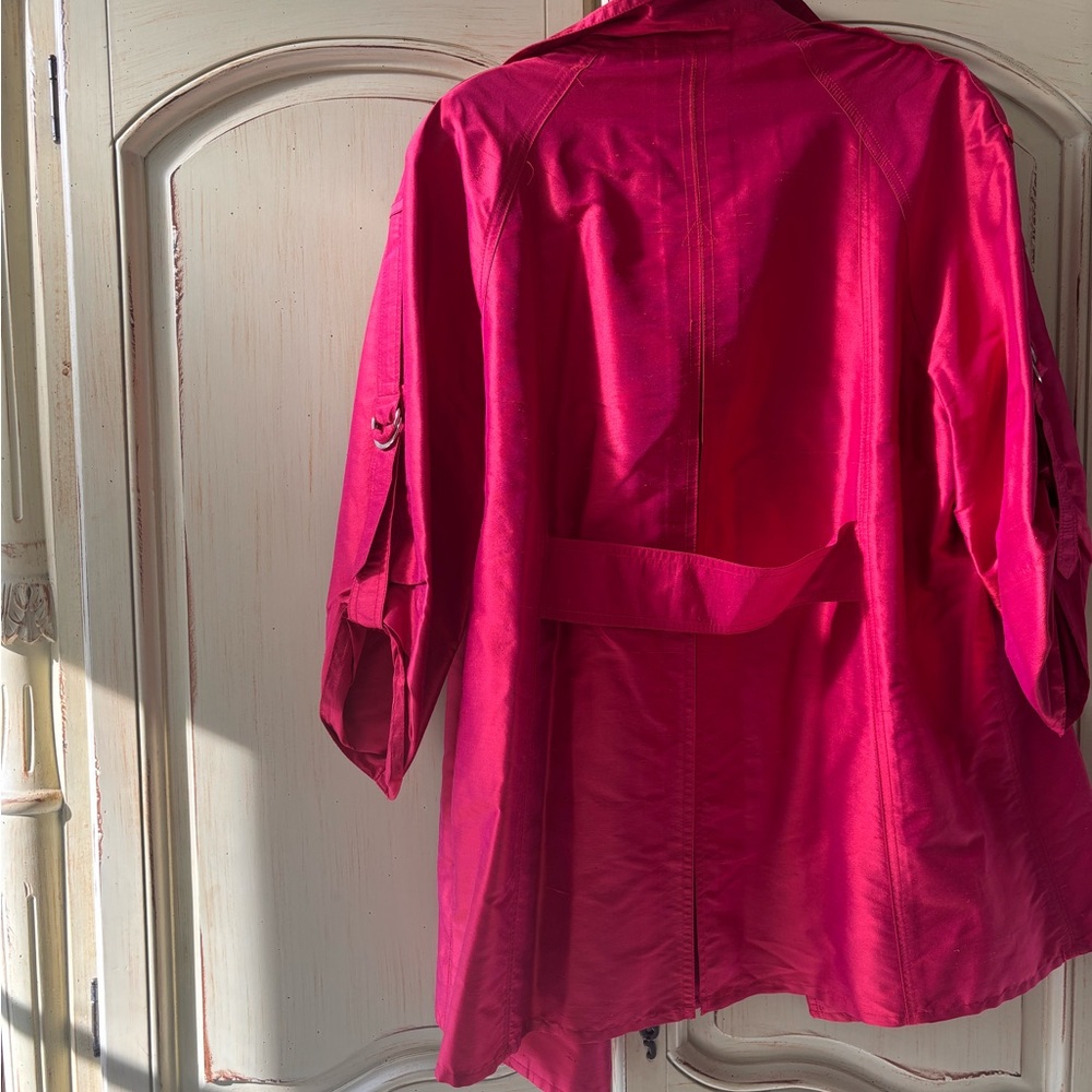 Elliott Lauren stunning magenta/red 100% silk swing coat/blazer amazing color